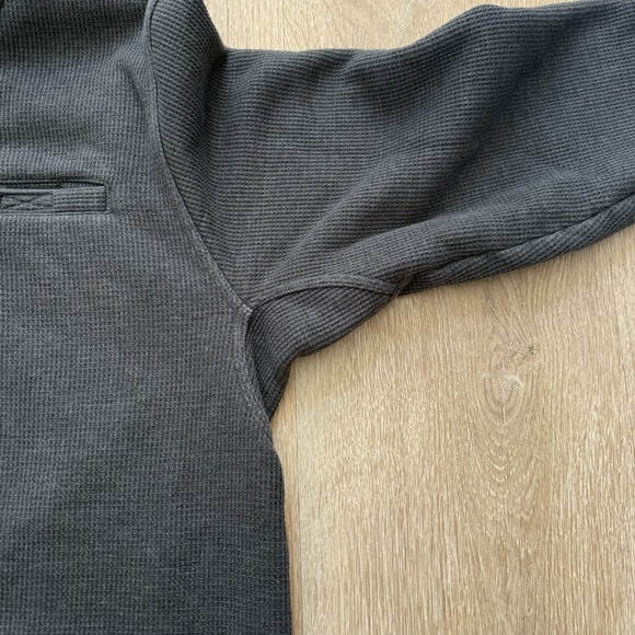 LL BEAN Waffle Fleece Henley Mens Large Gray Sherpa Lined Thermal Shirt - Picture 6 of 10